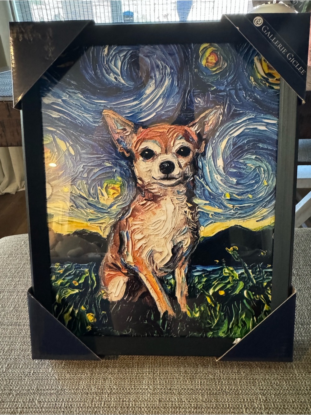 Framed Starry Night Chihuahua Wall Art - Multicolor